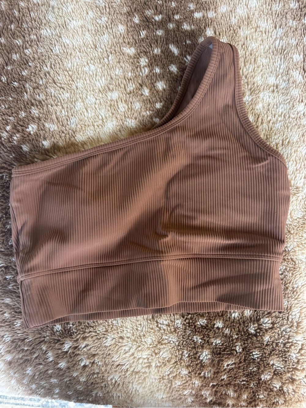 Born Primitive Brown Ribbed One-Shoulder Sports Bra